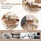Costway Farmhouse Round CoffeeTable Set of 2 End Table Natural Finish for Living Room Coffee/Natural